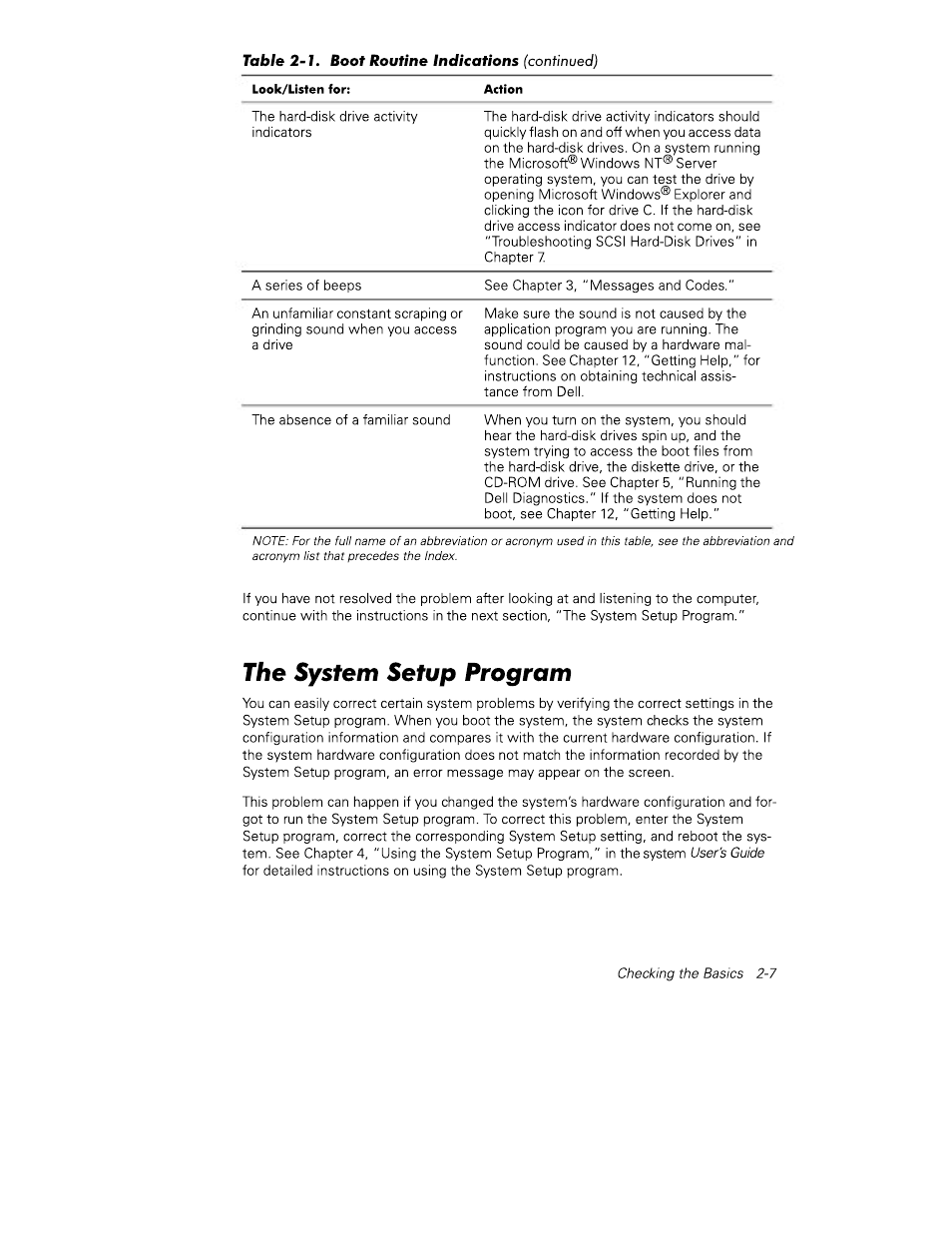 The sysfem setup program, The system setup program -7 | Dell PowerEdge 4350 User Manual | Page 27 / 40