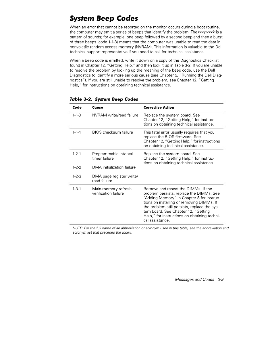 System beep codes | Dell PowerEdge 4350 User Manual | Page 37 / 40