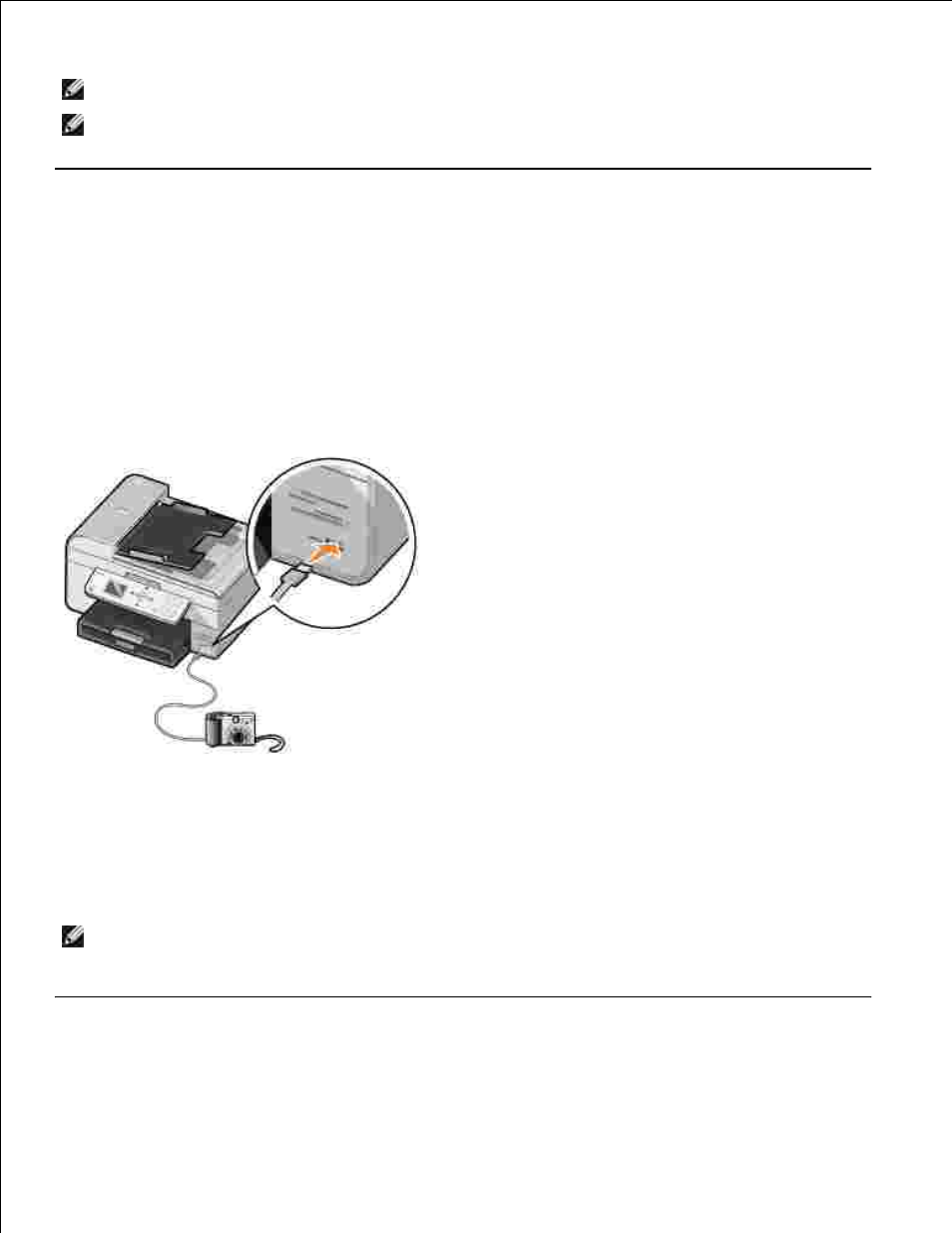 Printing photos from a pictbridge-enabled camera | Dell 964 All In One Photo Printer User Manual | Page 39 / 128