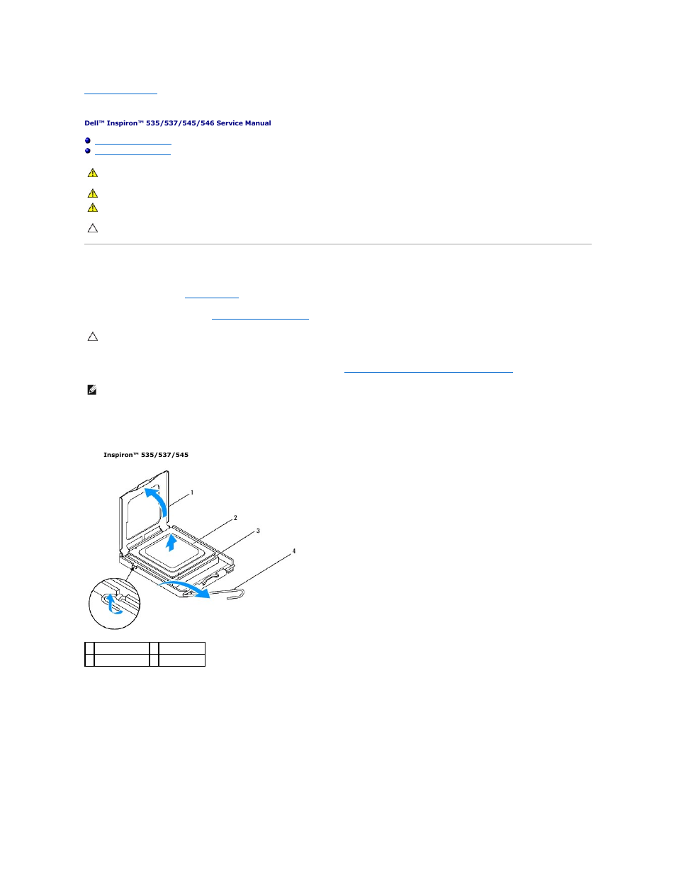 Processor, Removing the processor | Dell Inspiron 535 (Early 2009) User Manual | Page 13 / 45