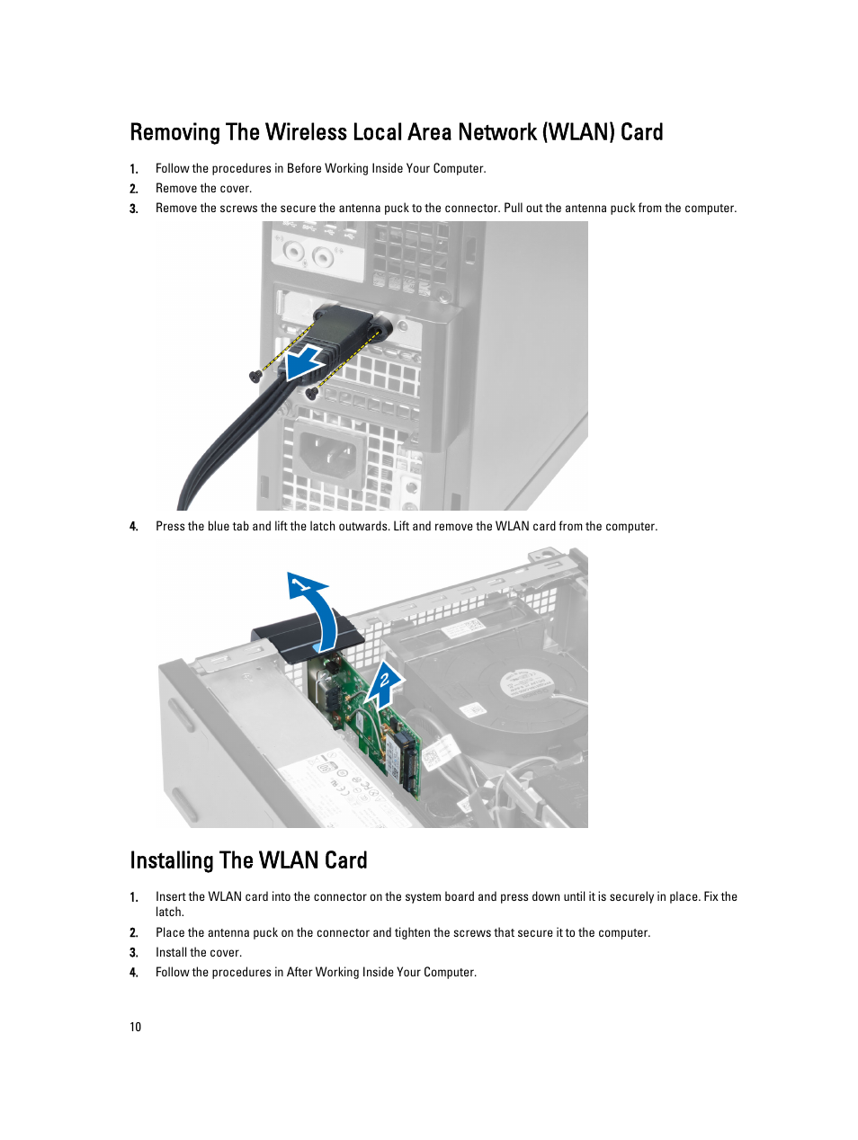 Installing the wlan card | Dell OptiPlex 7010 (Mid 2012) User Manual | Page 10 / 60