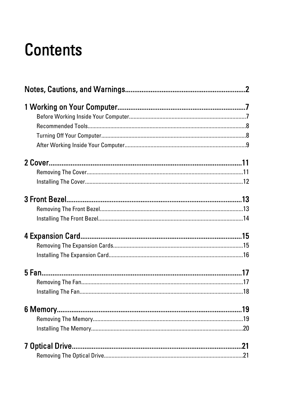 Dell Vostro 260 (Mid 2011) User Manual | Page 3 / 68