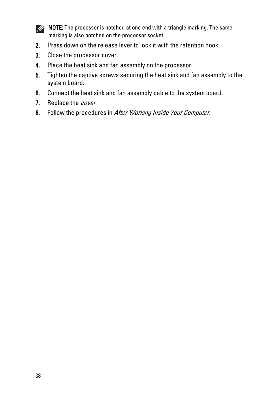 Dell Vostro 260 (Mid 2011) User Manual | Page 38 / 68