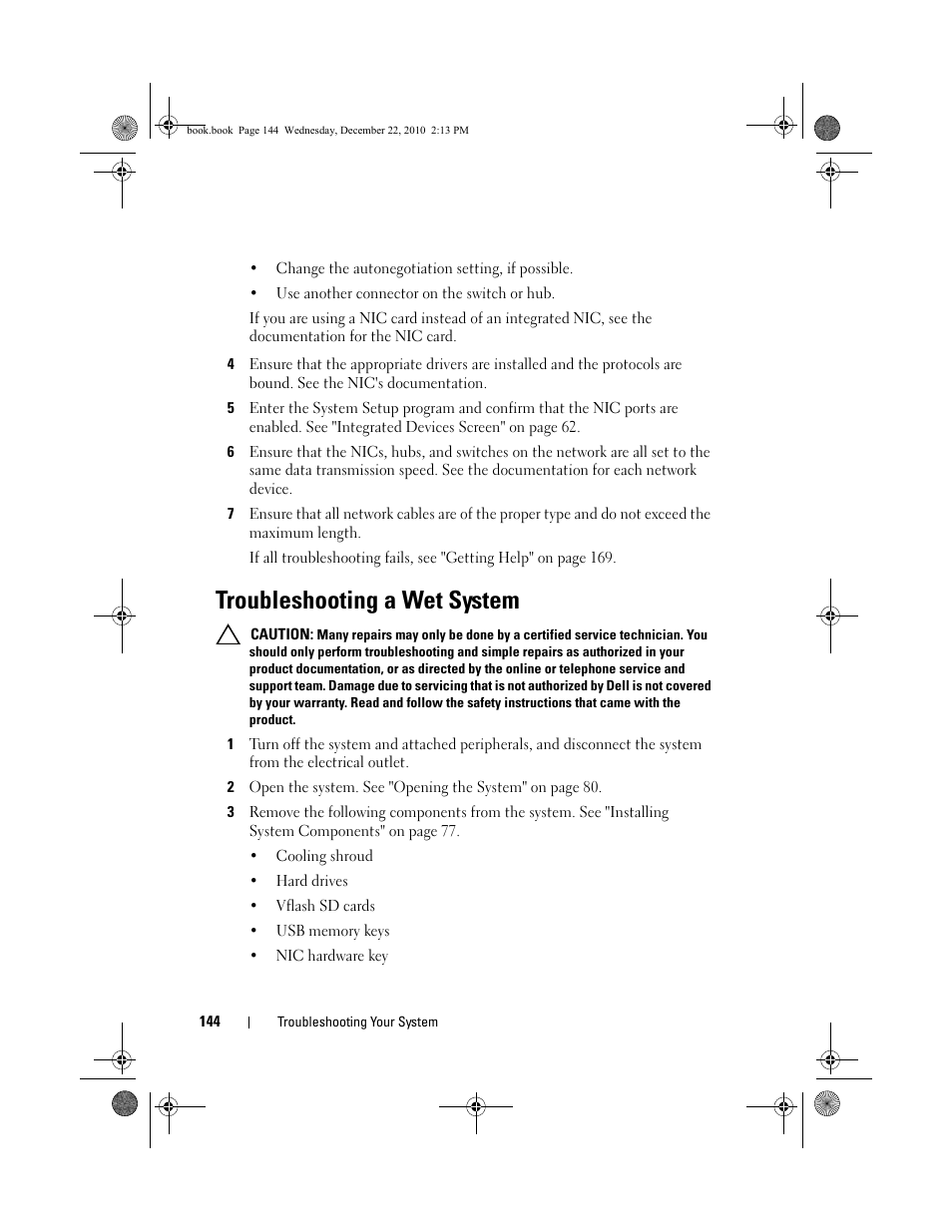 Troubleshooting a wet system | Dell DX6000G User Manual | Page 142 / 174