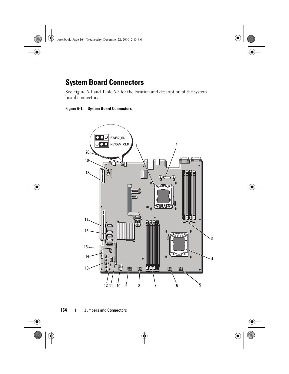 System board connectors, Figure 6-1 for jump, See figure 6-1 for | See figure 6-1, Ets. see figure 6-1, Figure 6-1 for | Dell DX6000G User Manual | Page 162 / 174