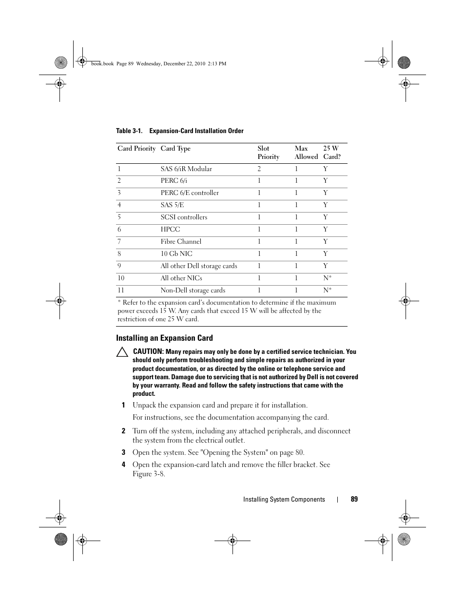 Installing an expansion card | Dell DX6000G User Manual | Page 89 / 174