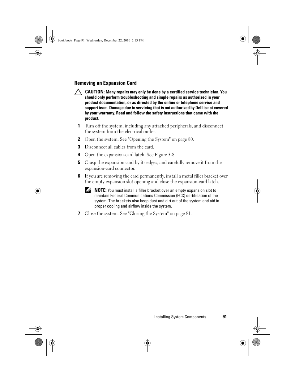 Removing an expansion card | Dell DX6000G User Manual | Page 91 / 174