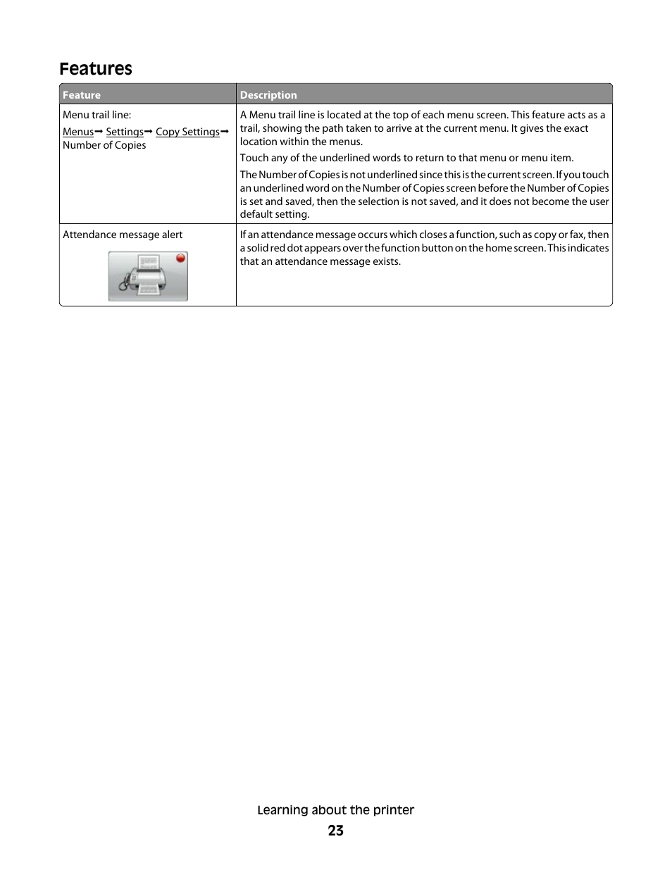 Features | Dell 5535dn Mono Laser MFP User Manual | Page 23 / 302