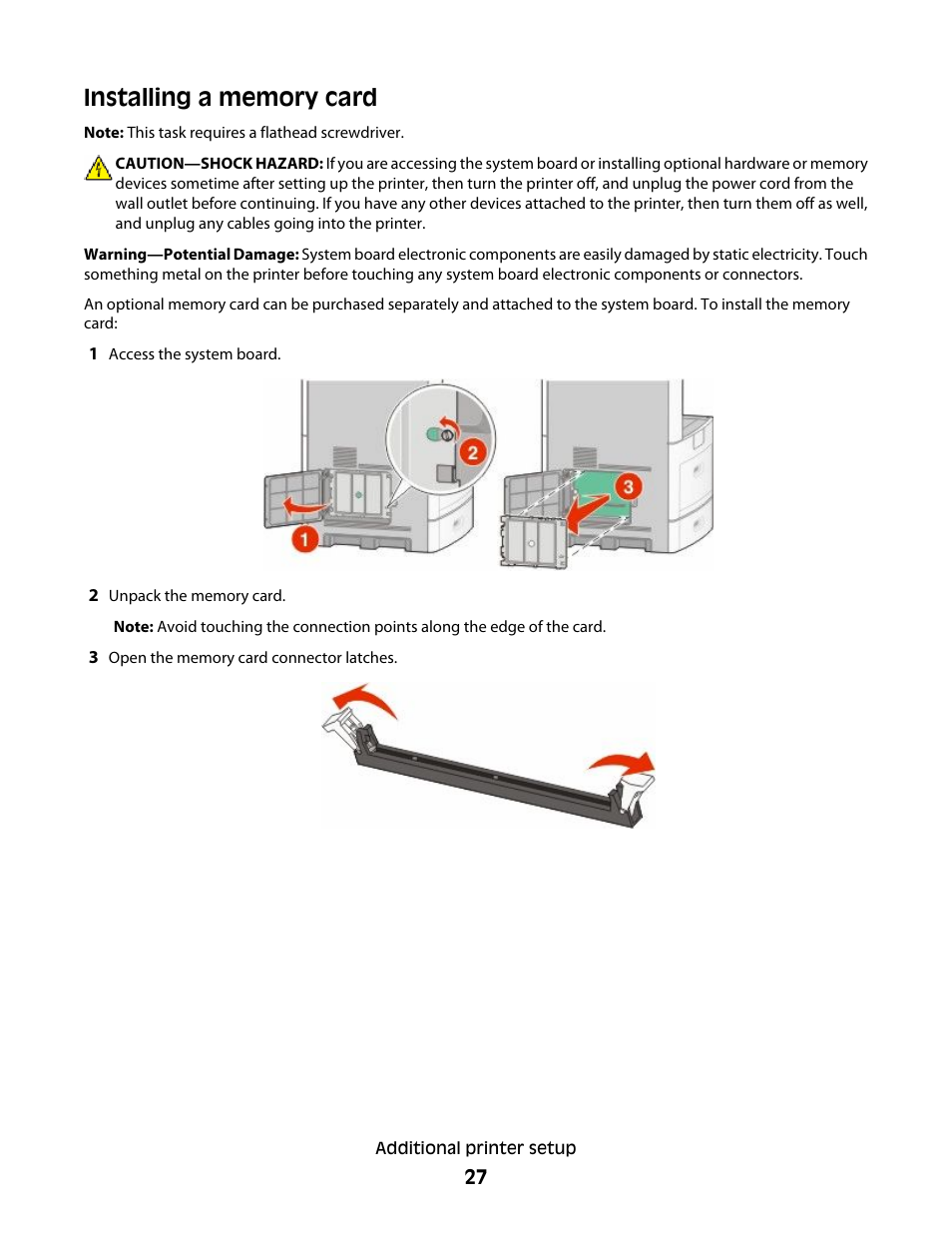 Installing a memory card | Dell 5535dn Mono Laser MFP User Manual | Page 27 / 302