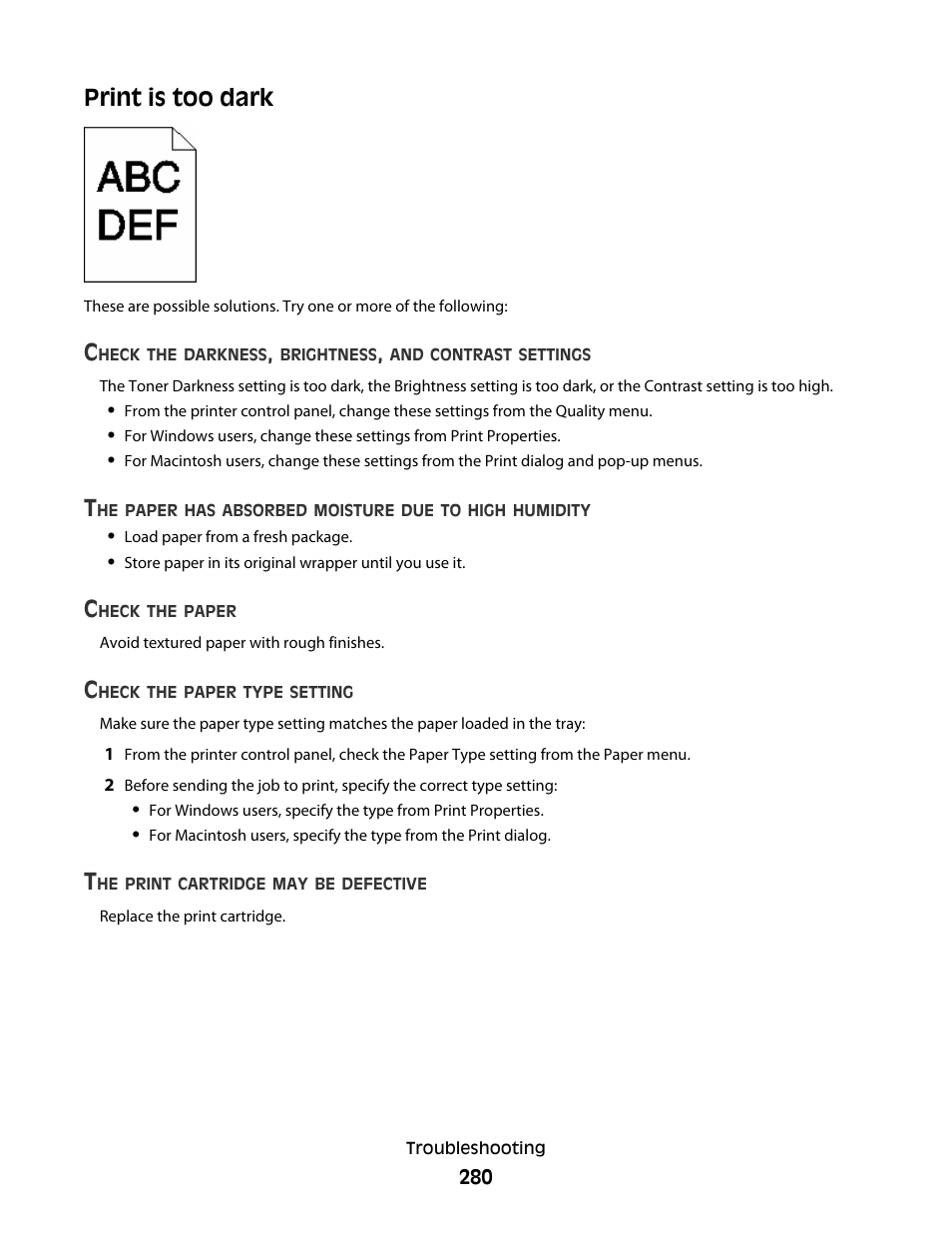 Print is too dark | Dell 5535dn Mono Laser MFP User Manual | Page 280 / 302