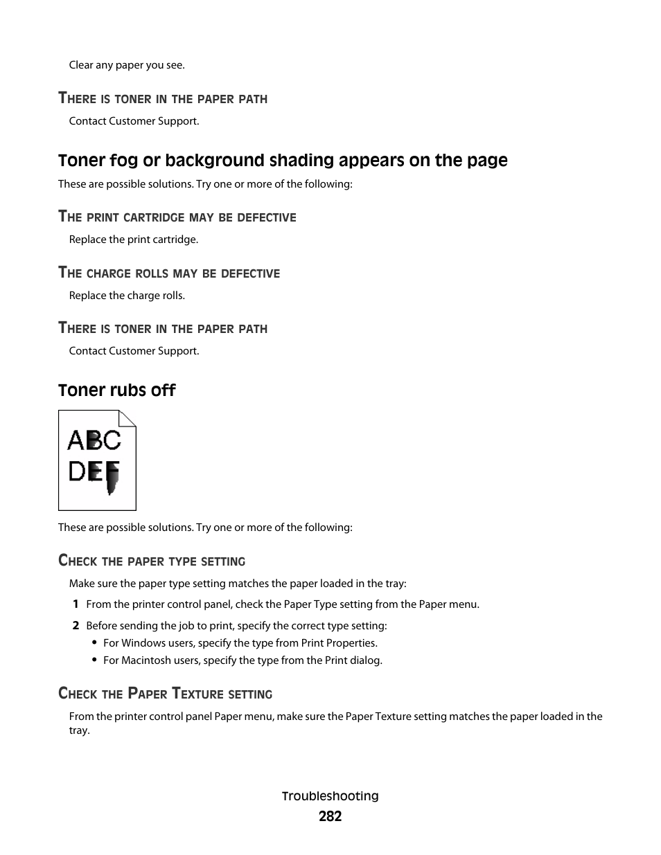 Toner rubs off | Dell 5535dn Mono Laser MFP User Manual | Page 282 / 302