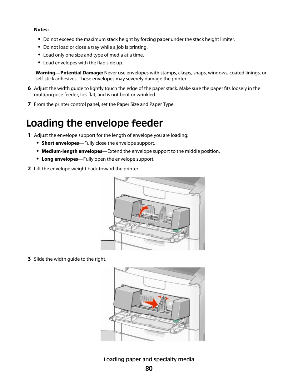 Loading the envelope feeder | Dell 5535dn Mono Laser MFP User Manual | Page 80 / 302