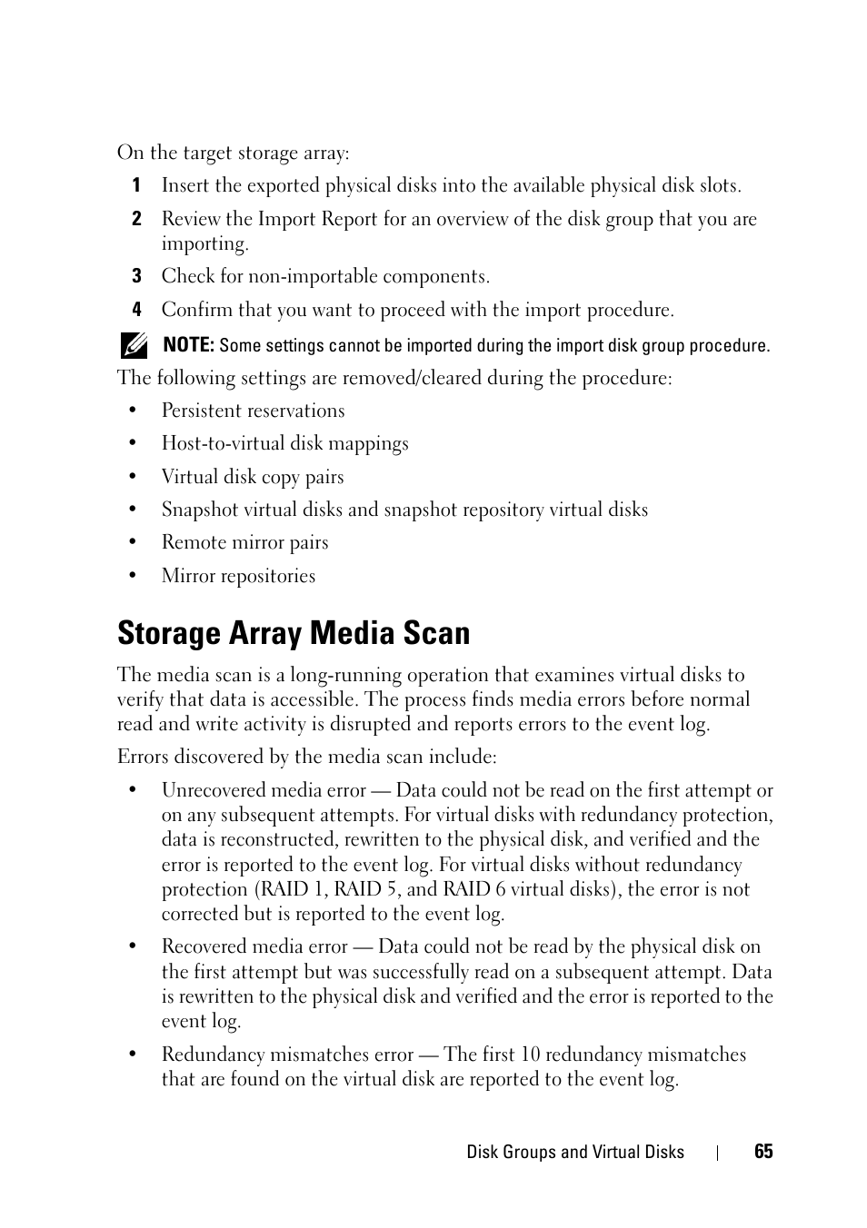 Storage array media scan | Dell PowerVault MD3000i User Manual | Page 65 / 120