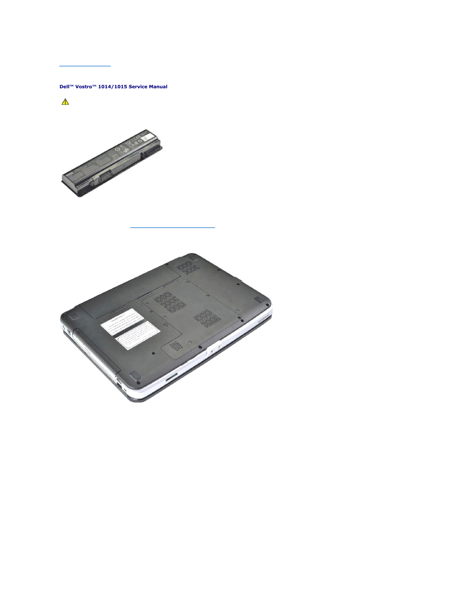 Battery, Removing the battery | Dell Vostro 1014 (Mid 2009) User Manual | Page 4 / 76