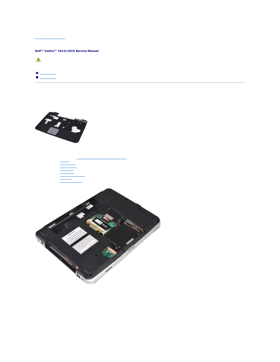 Palm rest, Vostro 1014, Removing the palm rest | Dell Vostro 1014 (Mid 2009) User Manual | Page 52 / 76