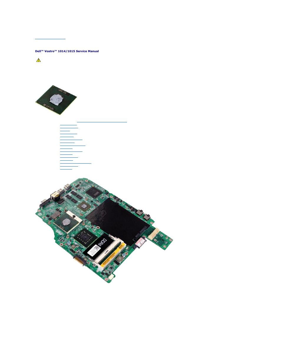 Processor module, Removing the processor module | Dell Vostro 1014 (Mid 2009) User Manual | Page 58 / 76