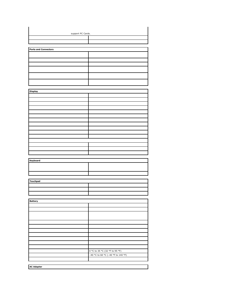 Display, Touchpad, Ac adapter | Ports and connectors, Keyboard, Battery | Dell Latitude 13 (Mid 2010) User Manual | Page 15 / 46