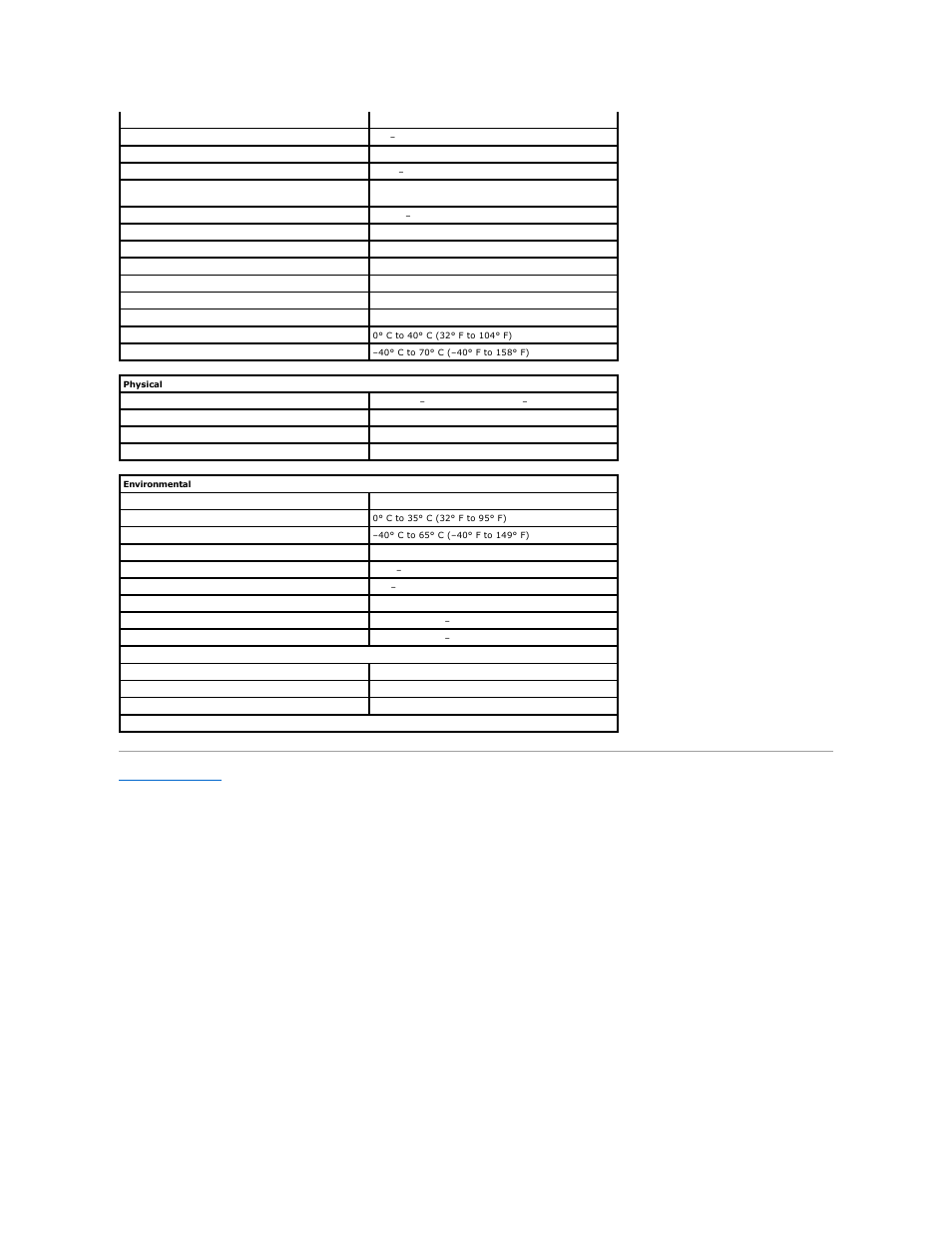 Environmental, Physical | Dell Latitude 13 (Mid 2010) User Manual | Page 16 / 46