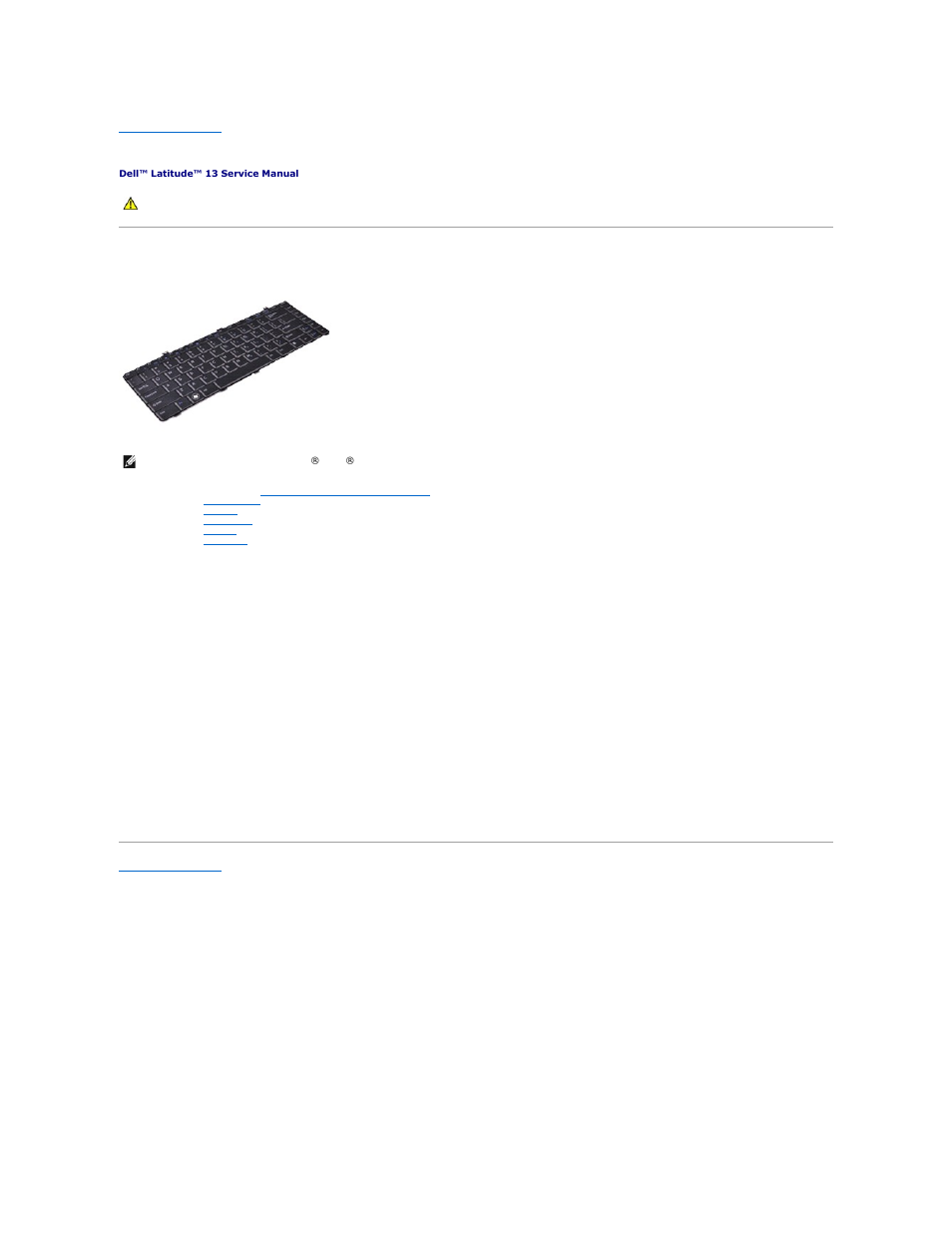 Keyboard, Removing the keyboard, Replacing the keyboard | Dell Latitude 13 (Mid 2010) User Manual | Page 33 / 46