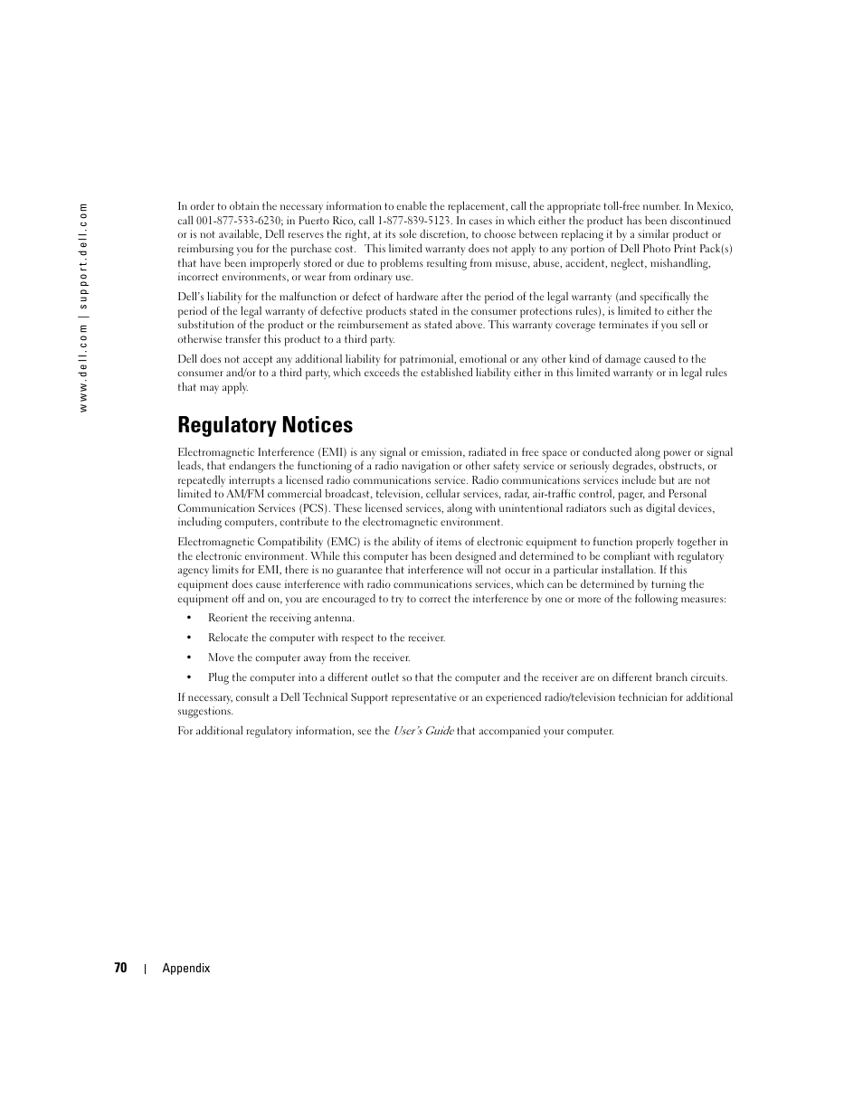 Regulatory notices | Dell 540 Photo Printer User Manual | Page 70 / 76