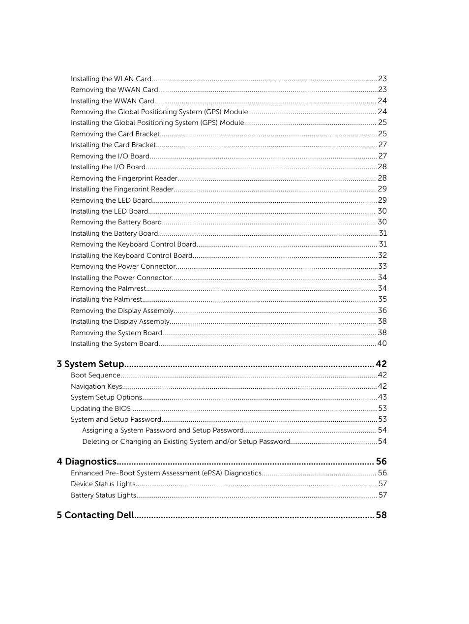 3 system setup, 4 diagnostics, 5 contacting dell | Dell Latitude 12 Rugged Extreme (7204, Early 2014) User Manual | Page 4 / 58
