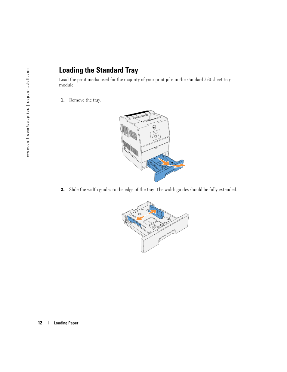 Loading the standard tray | Dell 3100cn Color Laser Printer User Manual | Page 12 / 90
