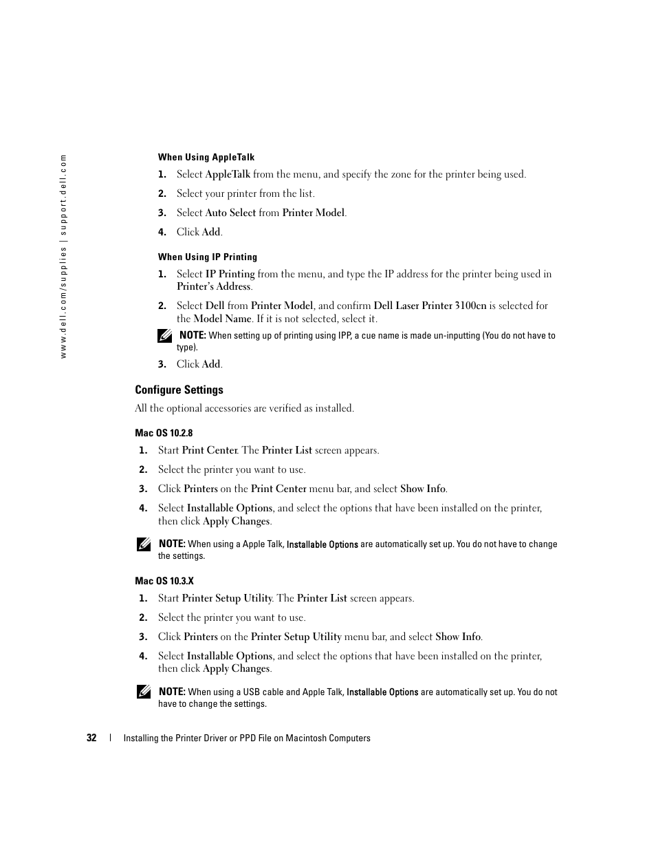 Configure settings | Dell 3100cn Color Laser Printer User Manual | Page 32 / 90