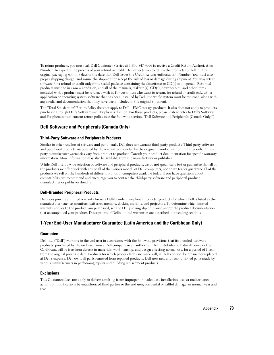 Dell software and peripherals (canada only), Latin america and the caribbean only) | Dell 3100cn Color Laser Printer User Manual | Page 81 / 90