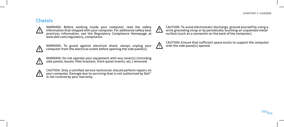 Chassis | Dell Alienware Area 51 (Late 2009) User Manual | Page 14 / 103