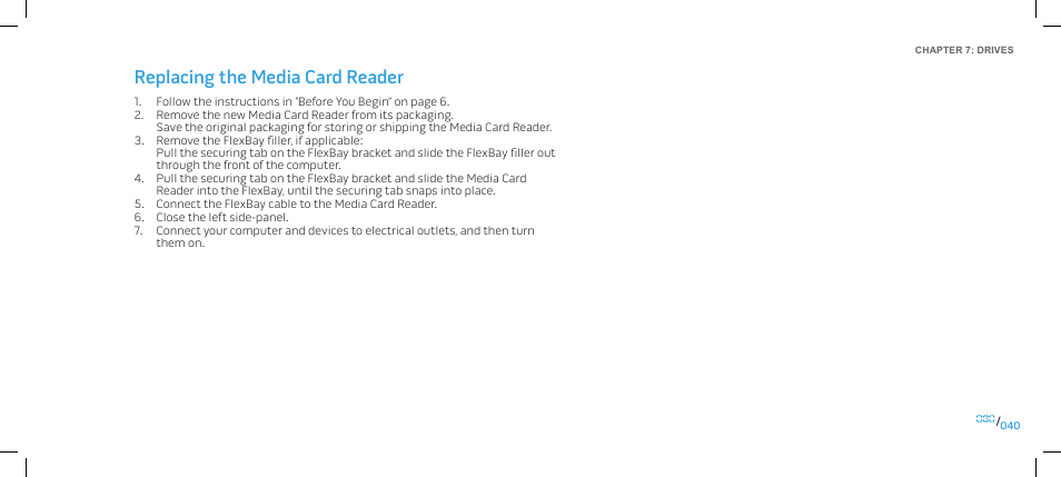 Replacing the media card reader | Dell Alienware Area 51 (Late 2009) User Manual | Page 40 / 103