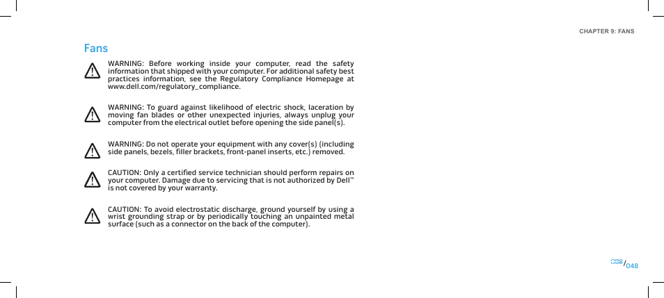 Fans | Dell Alienware Area 51 (Late 2009) User Manual | Page 48 / 103