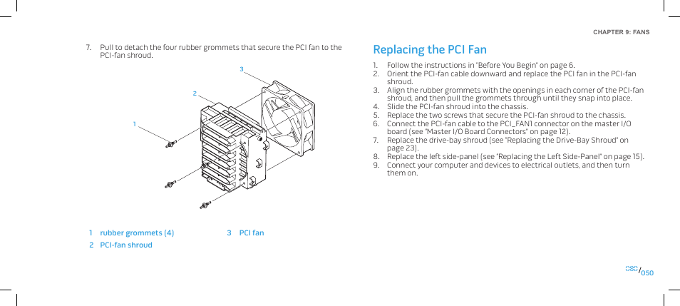 Replacing the pci fan | Dell Alienware Area 51 (Late 2009) User Manual | Page 50 / 103