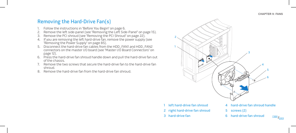 Removing the hard-drive fan(s) | Dell Alienware Area 51 (Late 2009) User Manual | Page 51 / 103