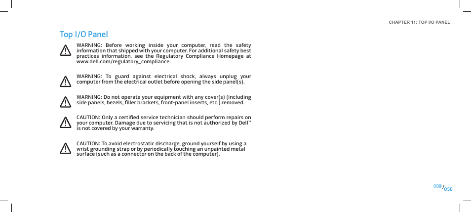 Top i/o panel | Dell Alienware Area 51 (Late 2009) User Manual | Page 58 / 103