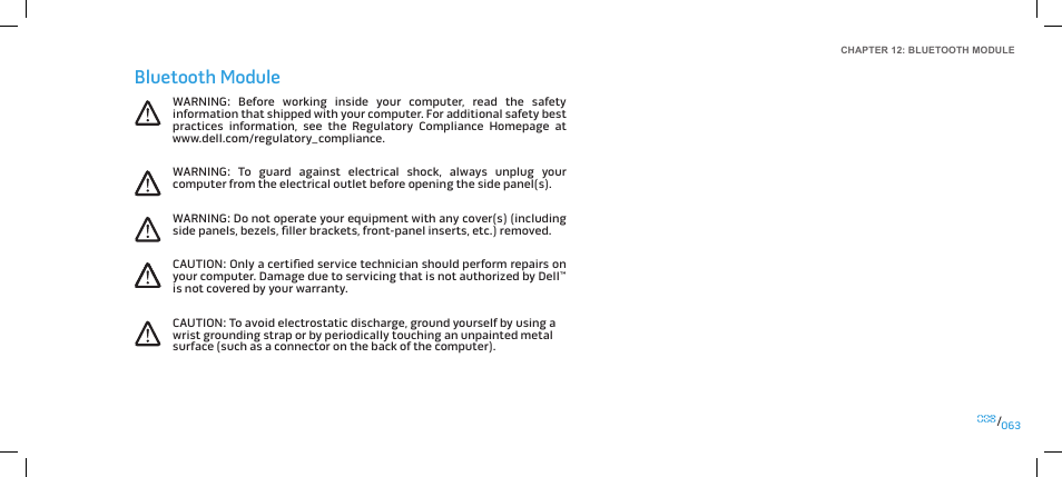 Bluetooth module | Dell Alienware Area 51 (Late 2009) User Manual | Page 63 / 103