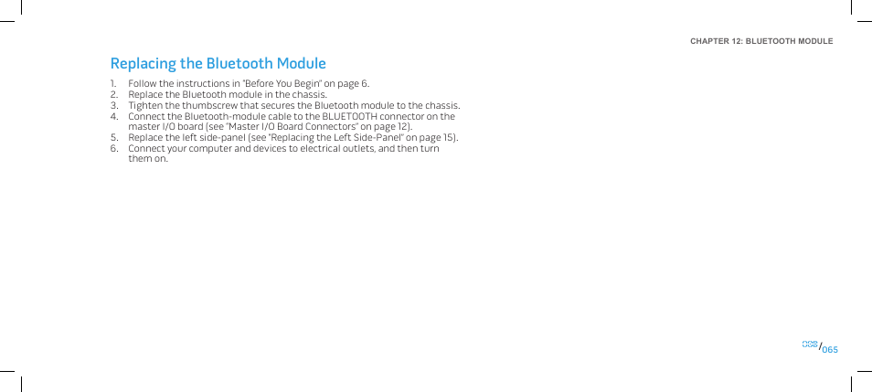 Replacing the bluetooth module | Dell Alienware Area 51 (Late 2009) User Manual | Page 65 / 103