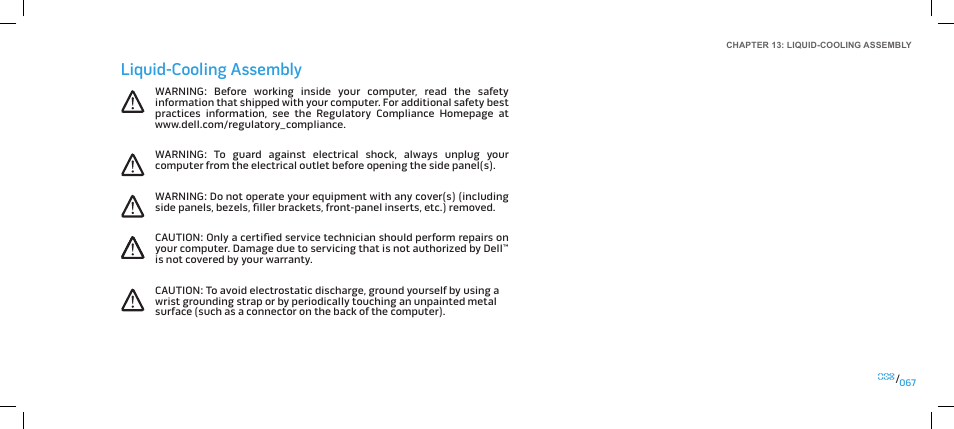 Liquid-cooling assembly | Dell Alienware Area 51 (Late 2009) User Manual | Page 67 / 103