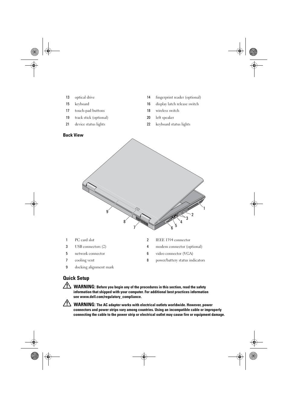 Quick setup | Dell Latitude E5500 User Manual | Page 4 / 10