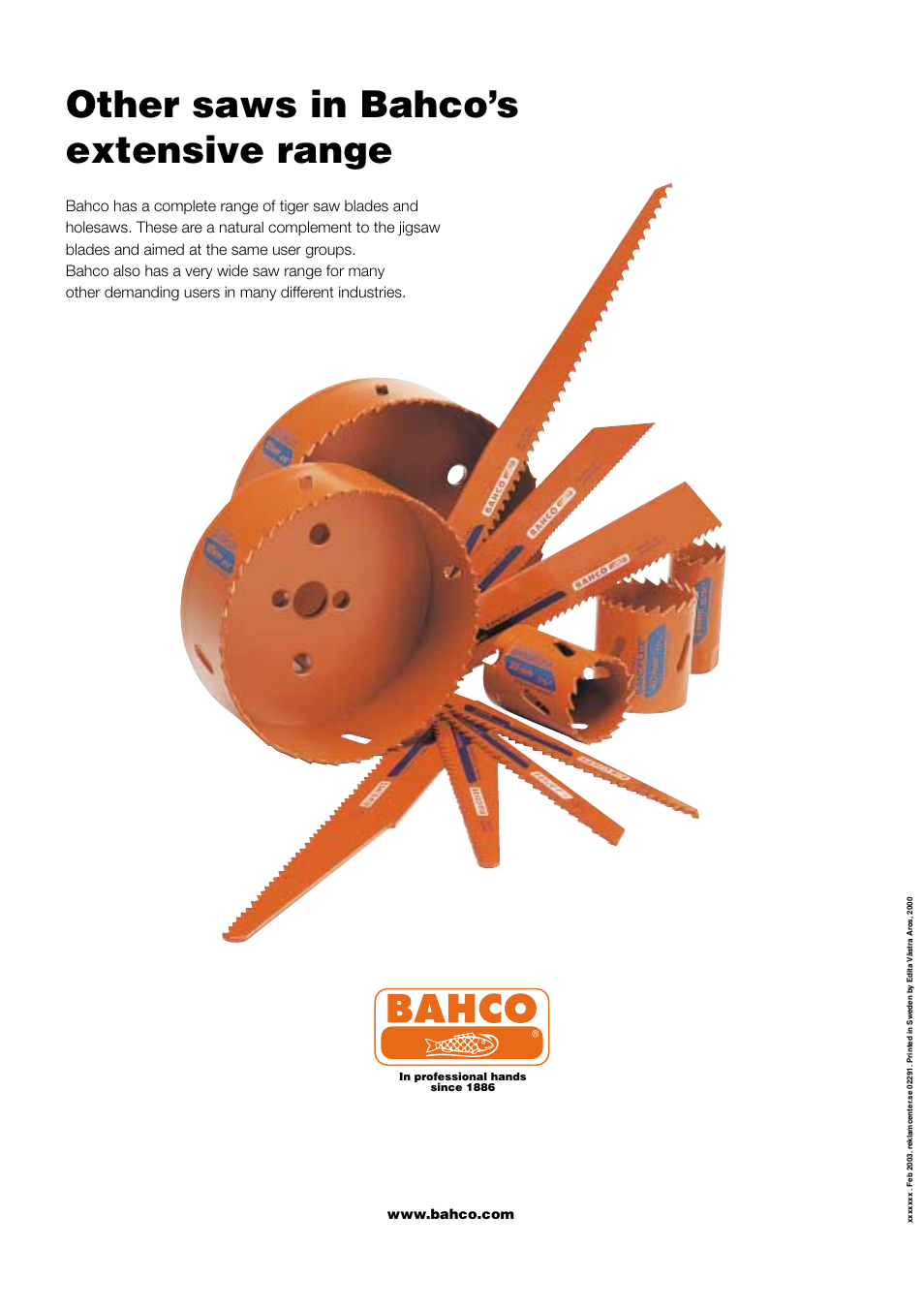 Other saws in bahco’s extensive range | Bahco Jigsaw Blades User Manual | Page 8 / 8