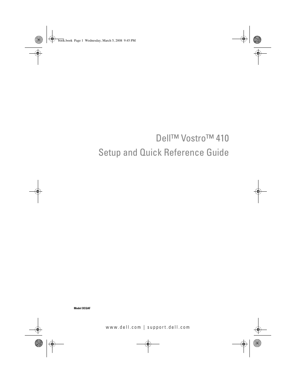 Dell Vostro 410 (Late 2008) User Manual | 76 pages