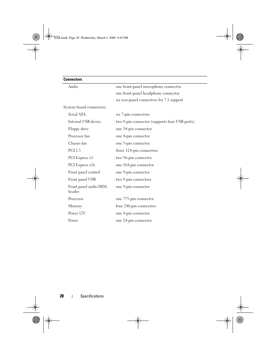 Dell Vostro 410 (Late 2008) User Manual | Page 28 / 76