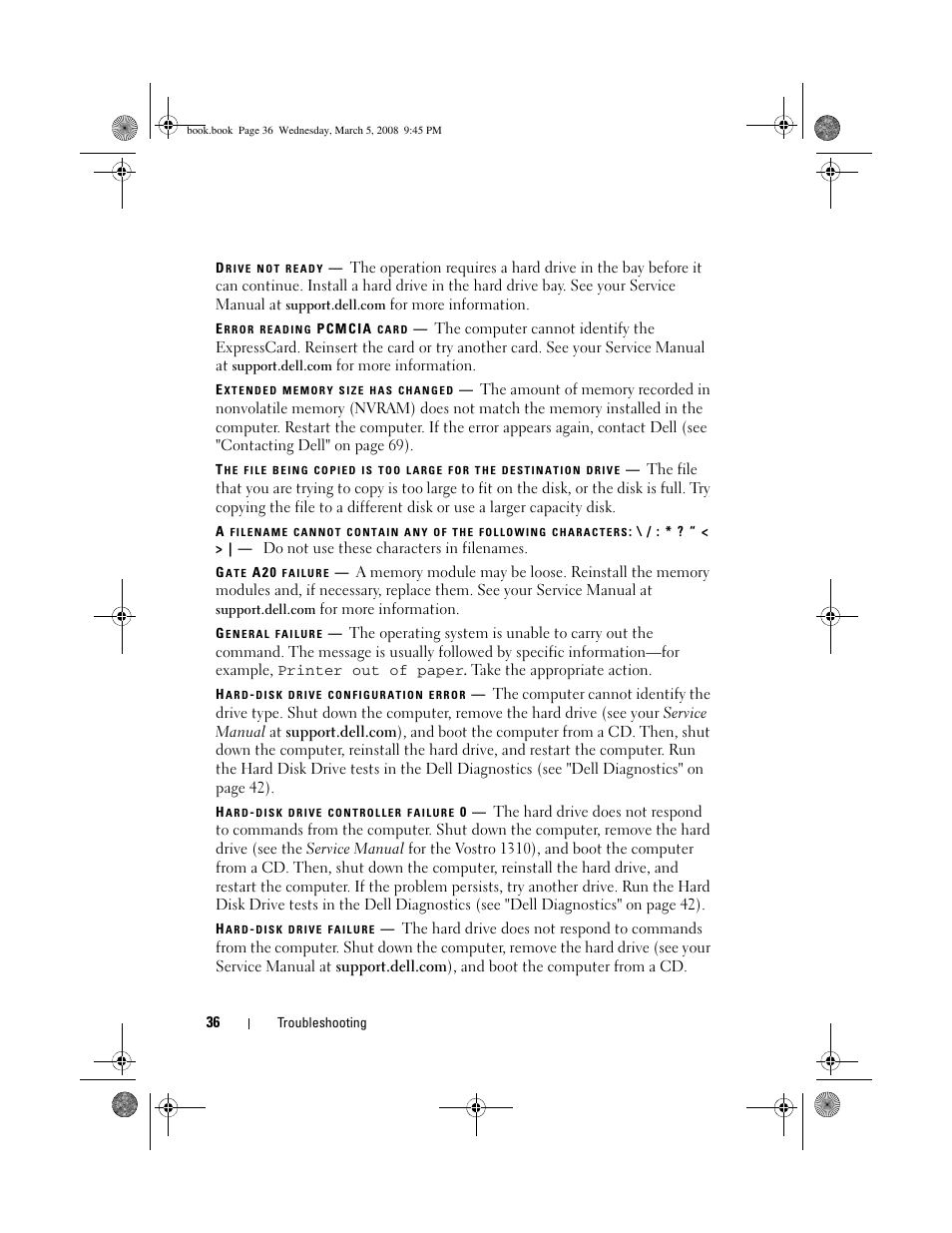Dell Vostro 410 (Late 2008) User Manual | Page 36 / 76