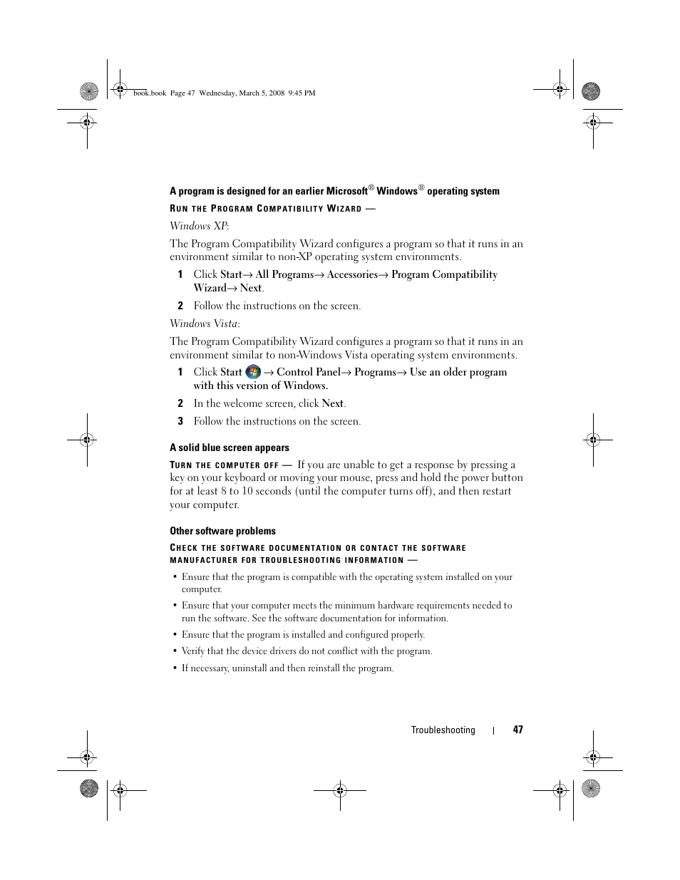 Dell Vostro 410 (Late 2008) User Manual | Page 47 / 76