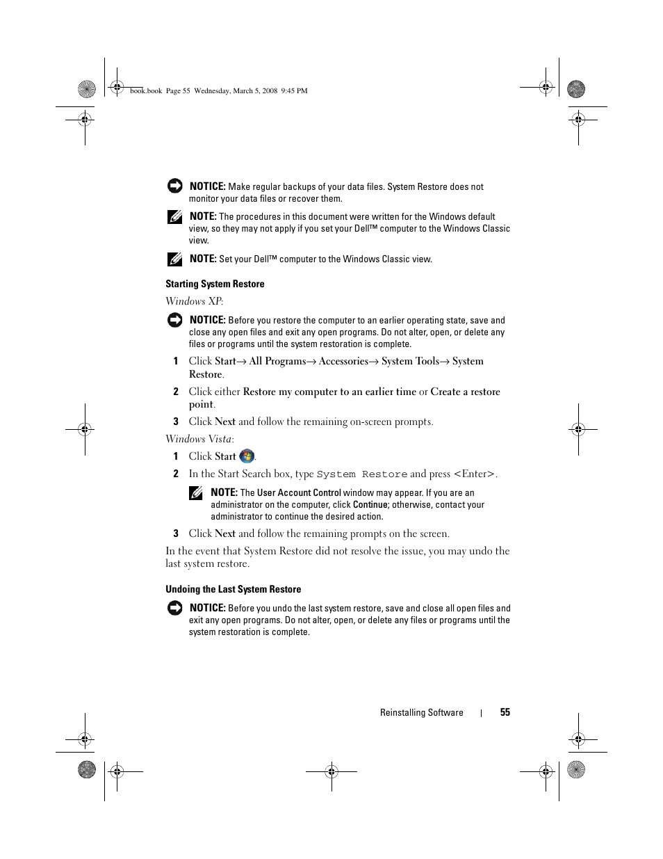 Dell Vostro 410 (Late 2008) User Manual | Page 55 / 76