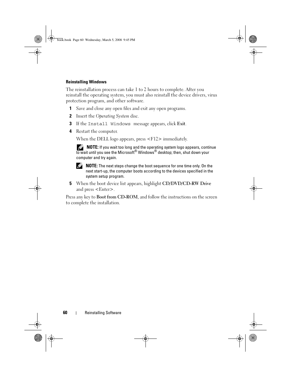 Dell Vostro 410 (Late 2008) User Manual | Page 60 / 76