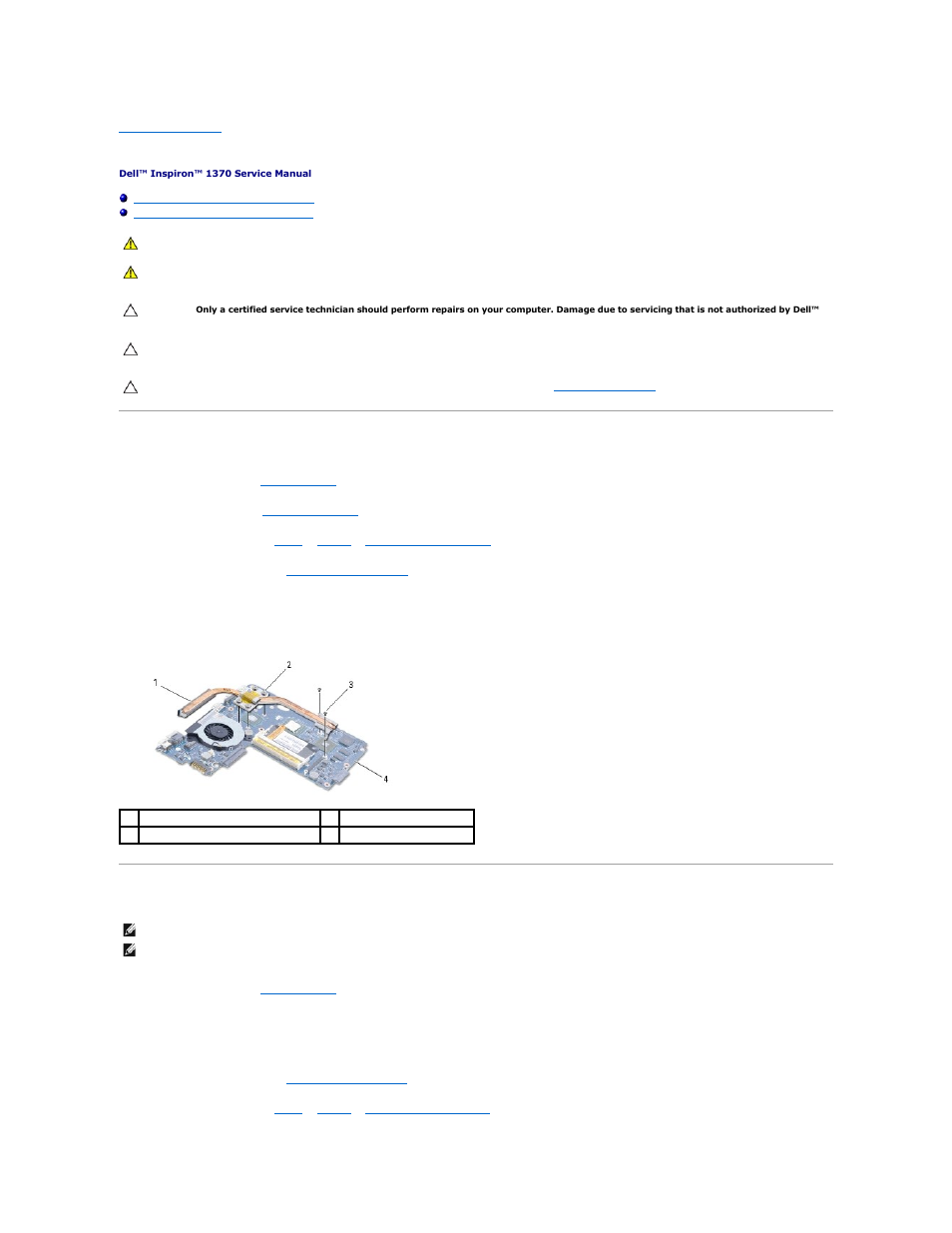 Thermal cooling assembly, Removing the thermal cooling assembly, Replacing the thermal cooling assembly | Dell Inspiron 13 (1370, Late 2009) User Manual | Page 13 / 51