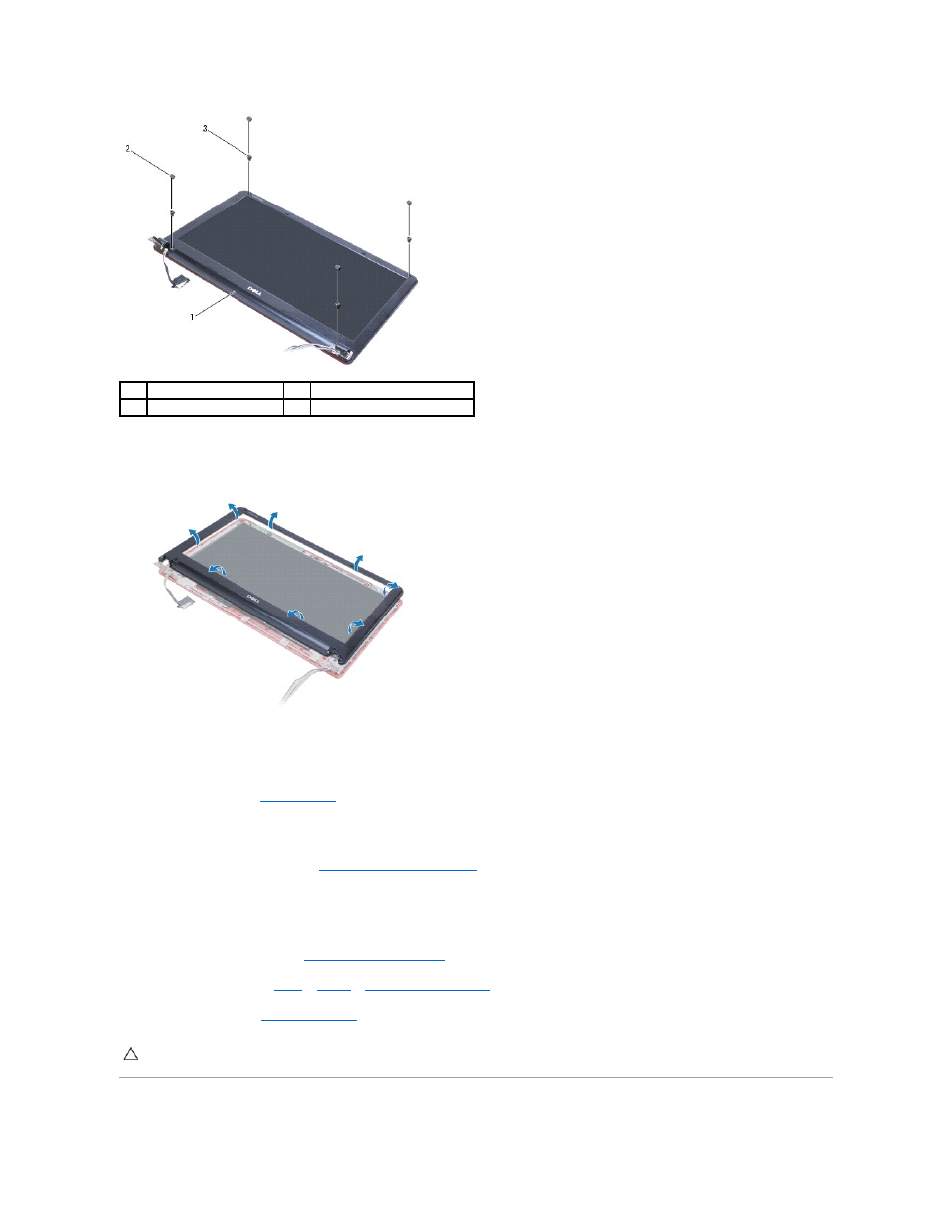 Display hinges, Replacing the display bezel | Dell Inspiron 13 (1370, Late 2009) User Manual | Page 18 / 51