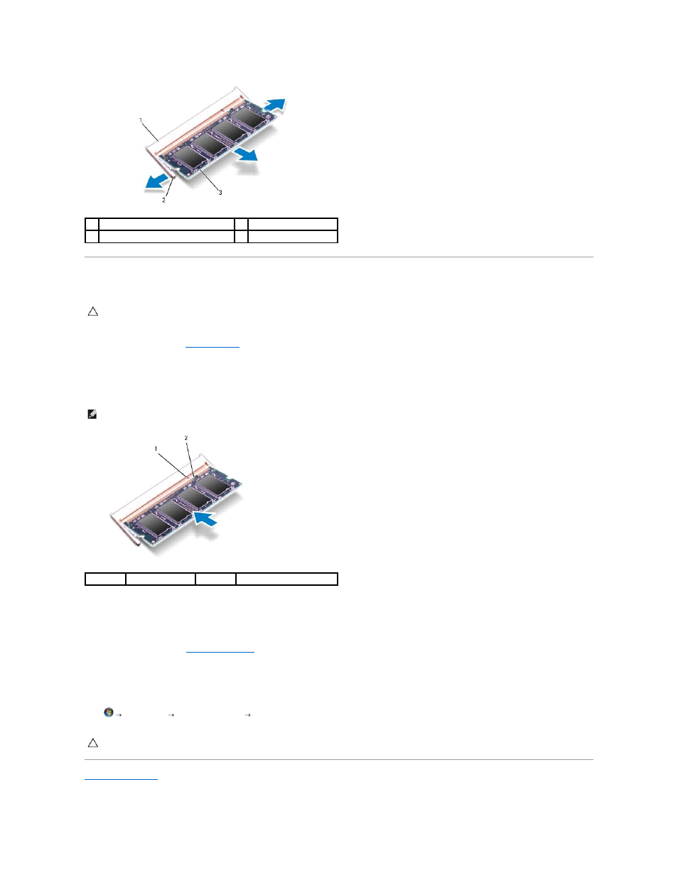 Replacing the memory module(s) | Dell Inspiron 13 (1370, Late 2009) User Manual | Page 31 / 51