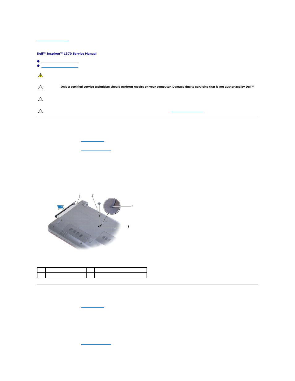 Optical drive, Removing the optical drive, Replacing the optical drive | Dell Inspiron 13 (1370, Late 2009) User Manual | Page 36 / 51