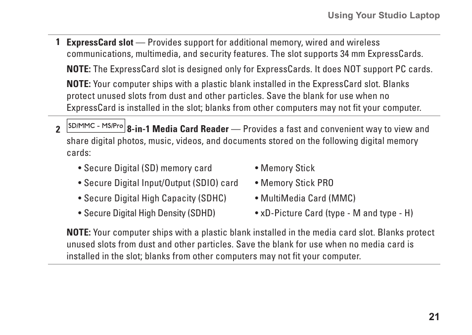 Dell Studio 15 (1555, Early 2009) User Manual | Page 23 / 102